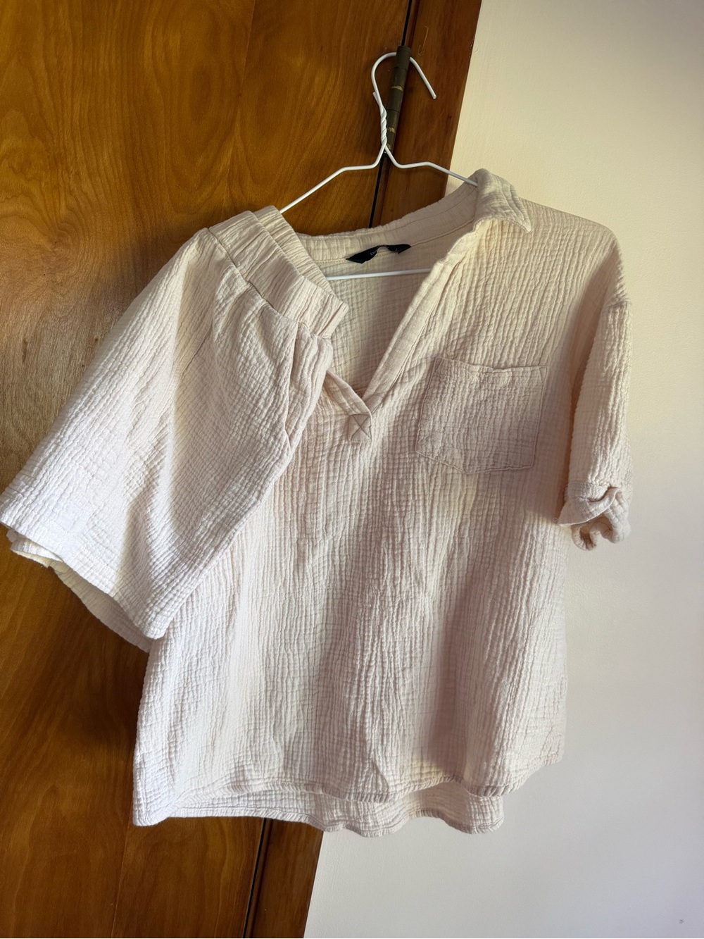 Relaxed Crinkle V-Neck Short Sleeve Top and Shorts Set